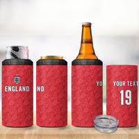 Custom World Football 2026 England 4 in 1 Can Cooler Tumbler Three Lions Monogram Red Glory