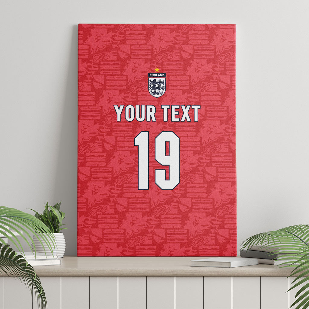 Custom World Football 2026 England Canvas Wall Art Three Lions Monogram Red Glory