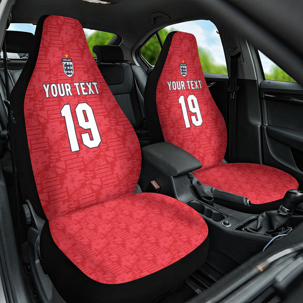 Custom World Football 2026 England Car Seat Cover Three Lions Monogram Red Glory