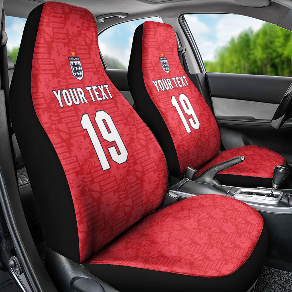 Custom World Football 2026 England Car Seat Cover Three Lions Monogram Red Glory
