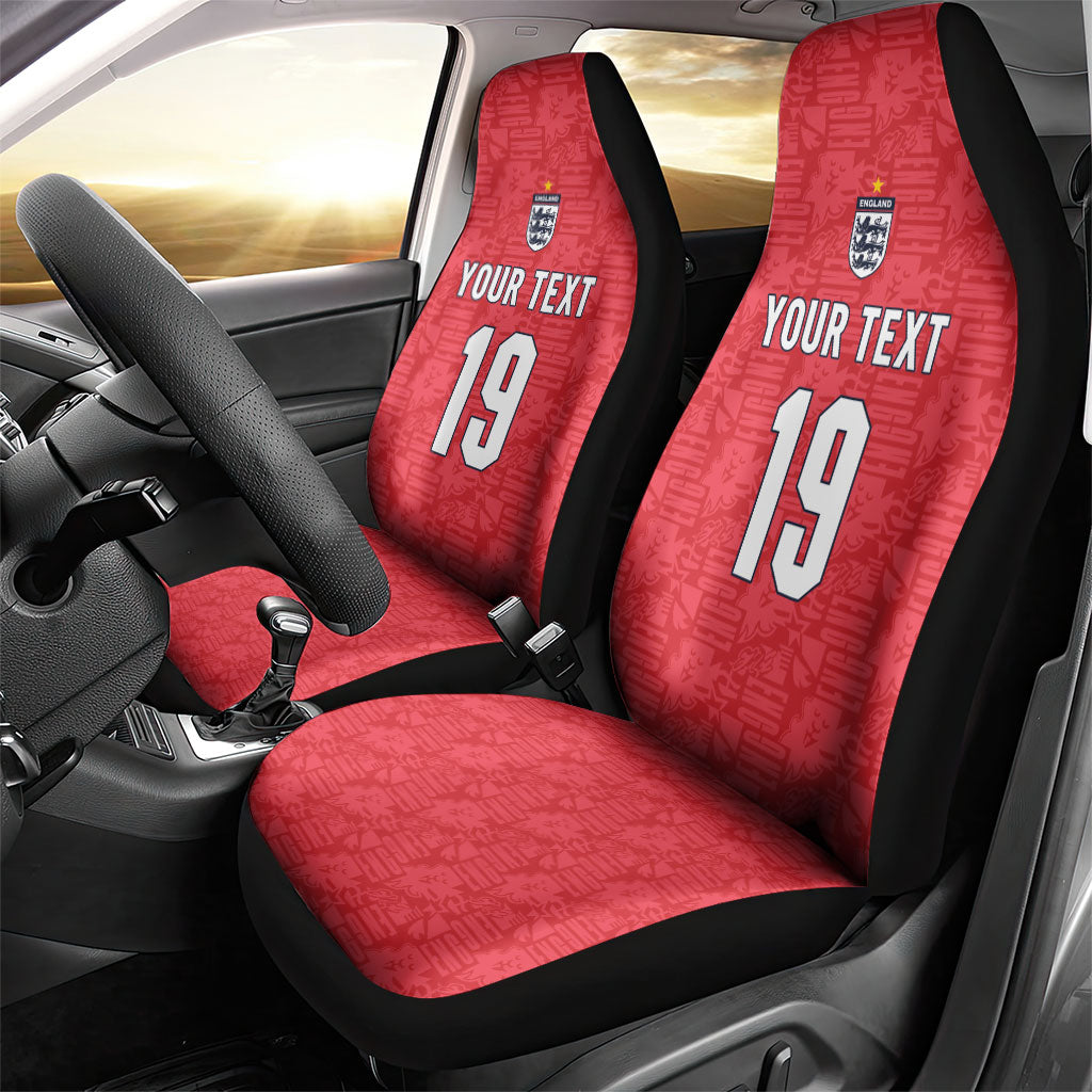Custom World Football 2026 England Car Seat Cover Three Lions Monogram Red Glory