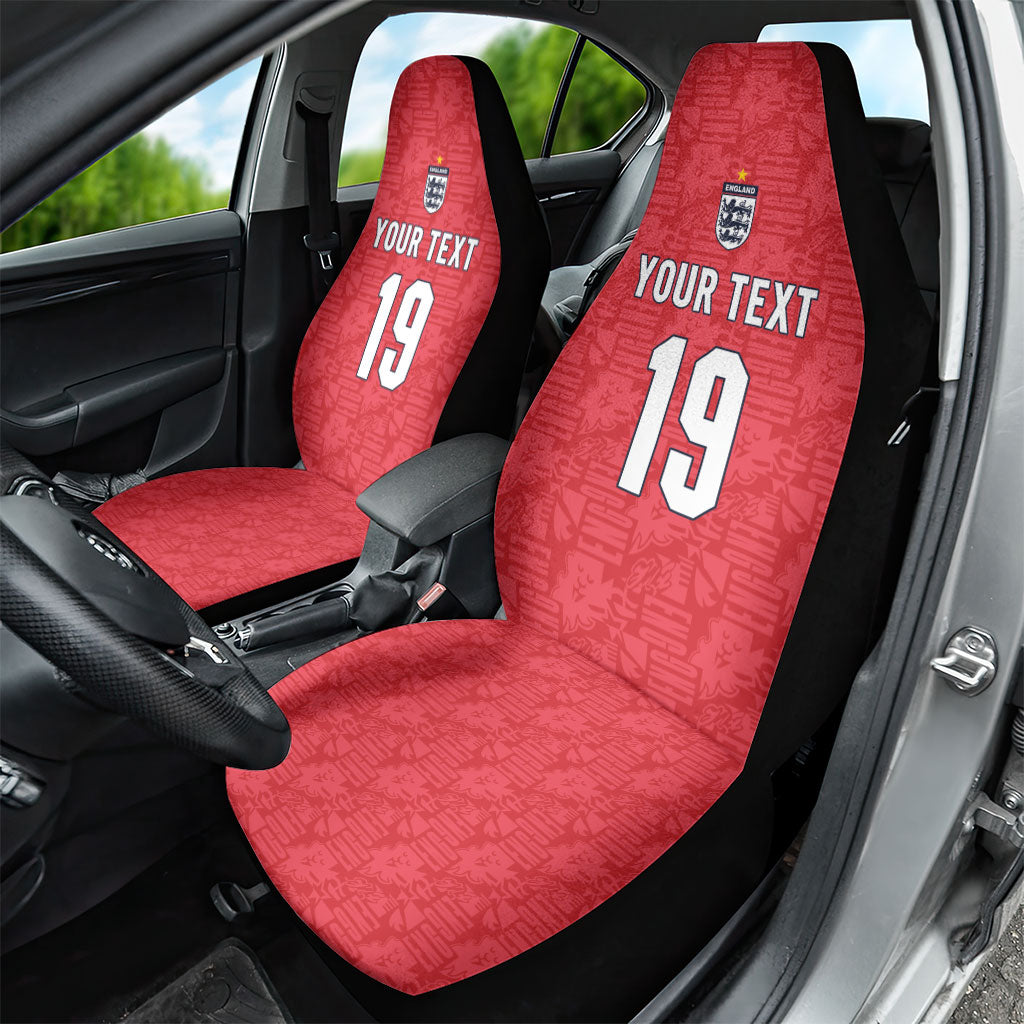 Custom World Football 2026 England Car Seat Cover Three Lions Monogram Red Glory