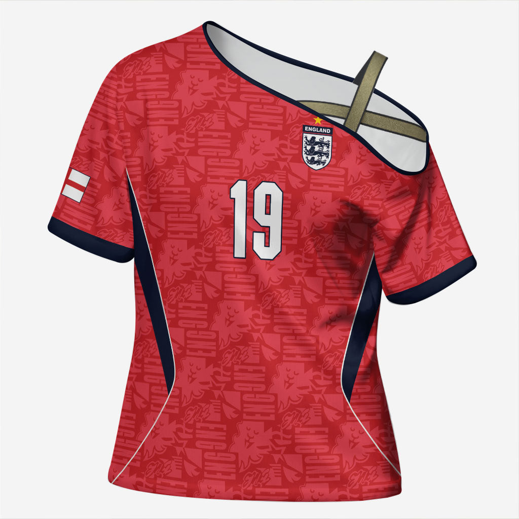 Custom World Football 2026 England Cross Shoulder Shirt Three Lions Monogram Red Glory