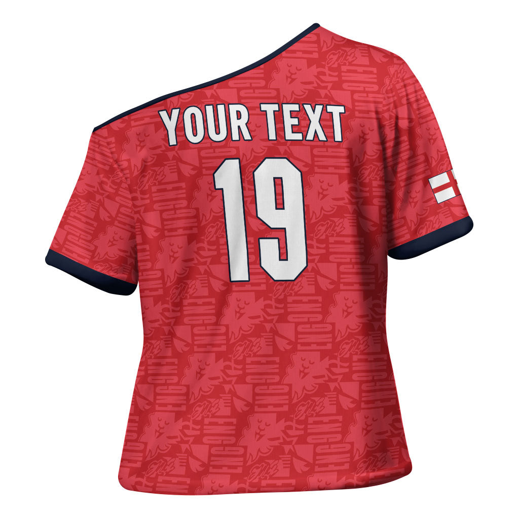 Custom World Football 2026 England Cross Shoulder Shirt Three Lions Monogram Red Glory