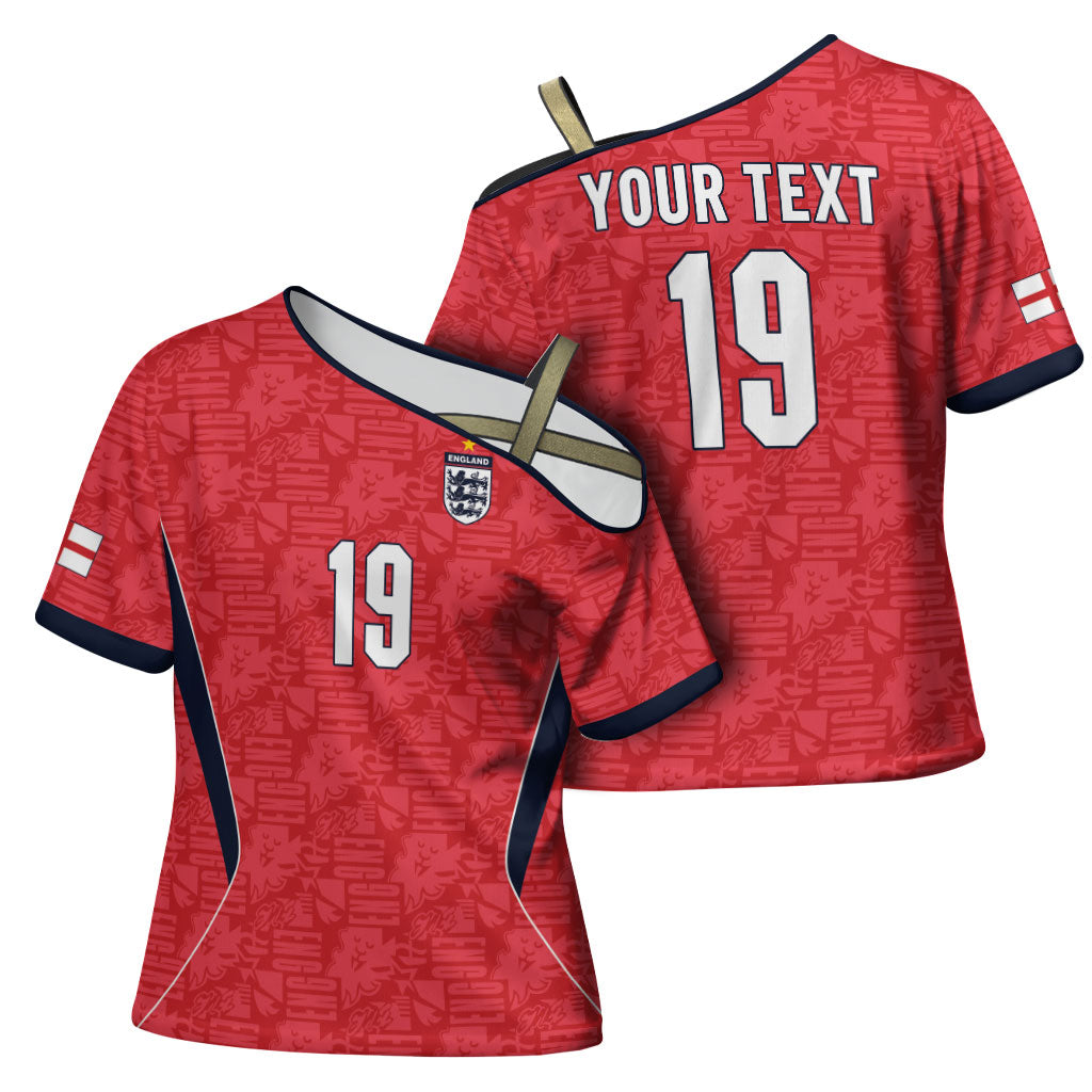 Custom World Football 2026 England Cross Shoulder Shirt Three Lions Monogram Red Glory