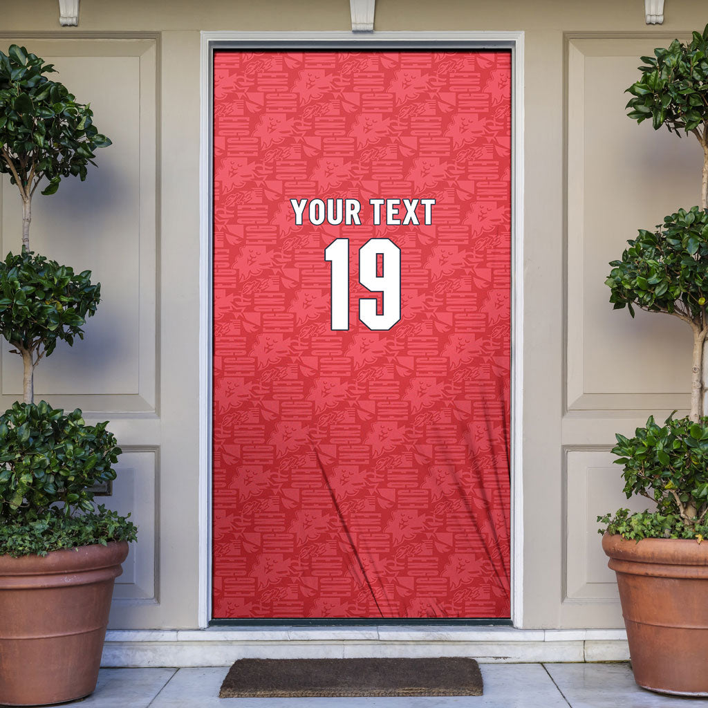 Custom World Football 2026 England Door Cover Three Lions Monogram Red Glory