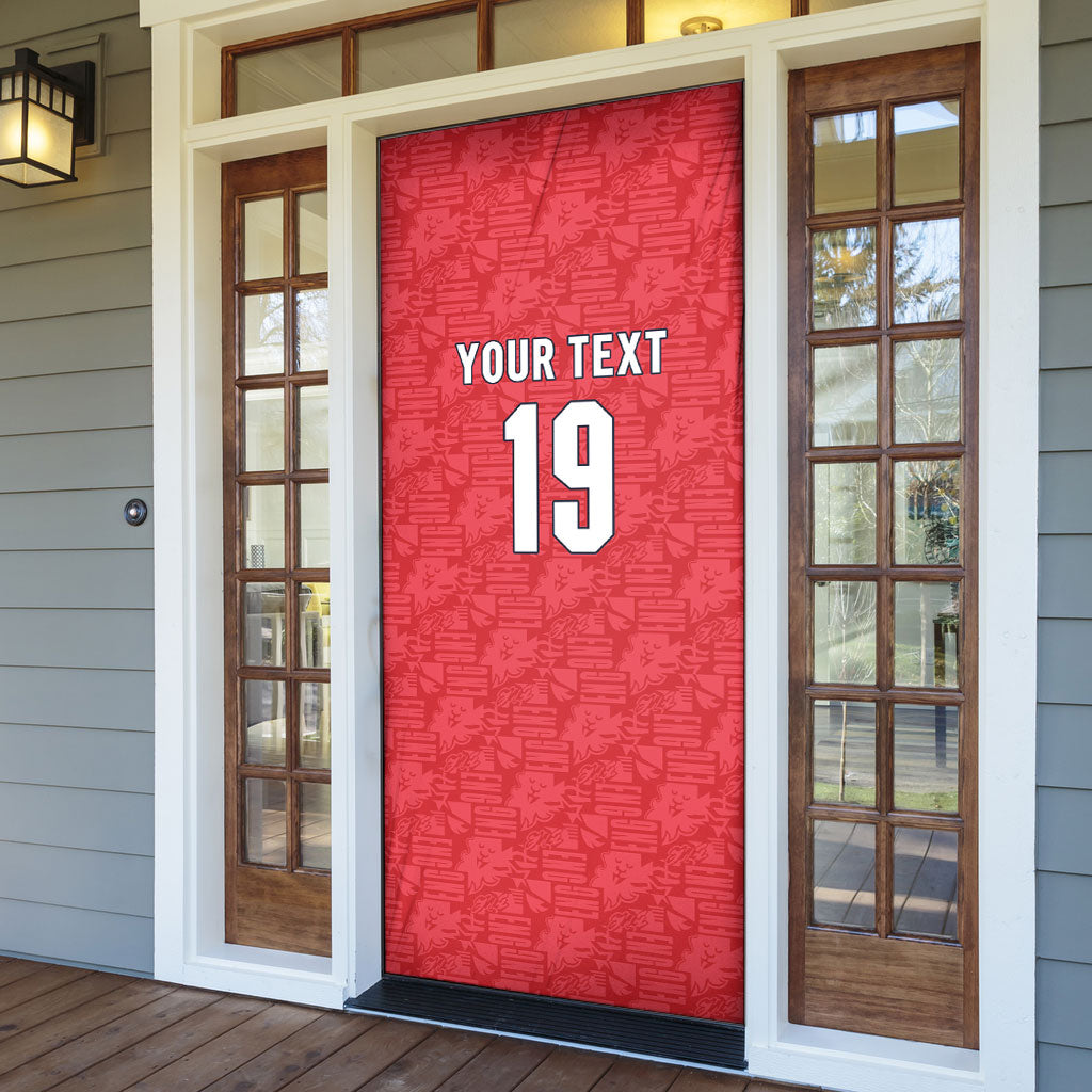 Custom World Football 2026 England Door Cover Three Lions Monogram Red Glory