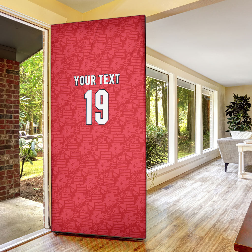 Custom World Football 2026 England Door Cover Three Lions Monogram Red Glory