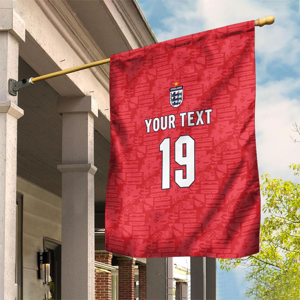 Custom World Football 2026 England Garden Flag Three Lions Monogram Red Glory