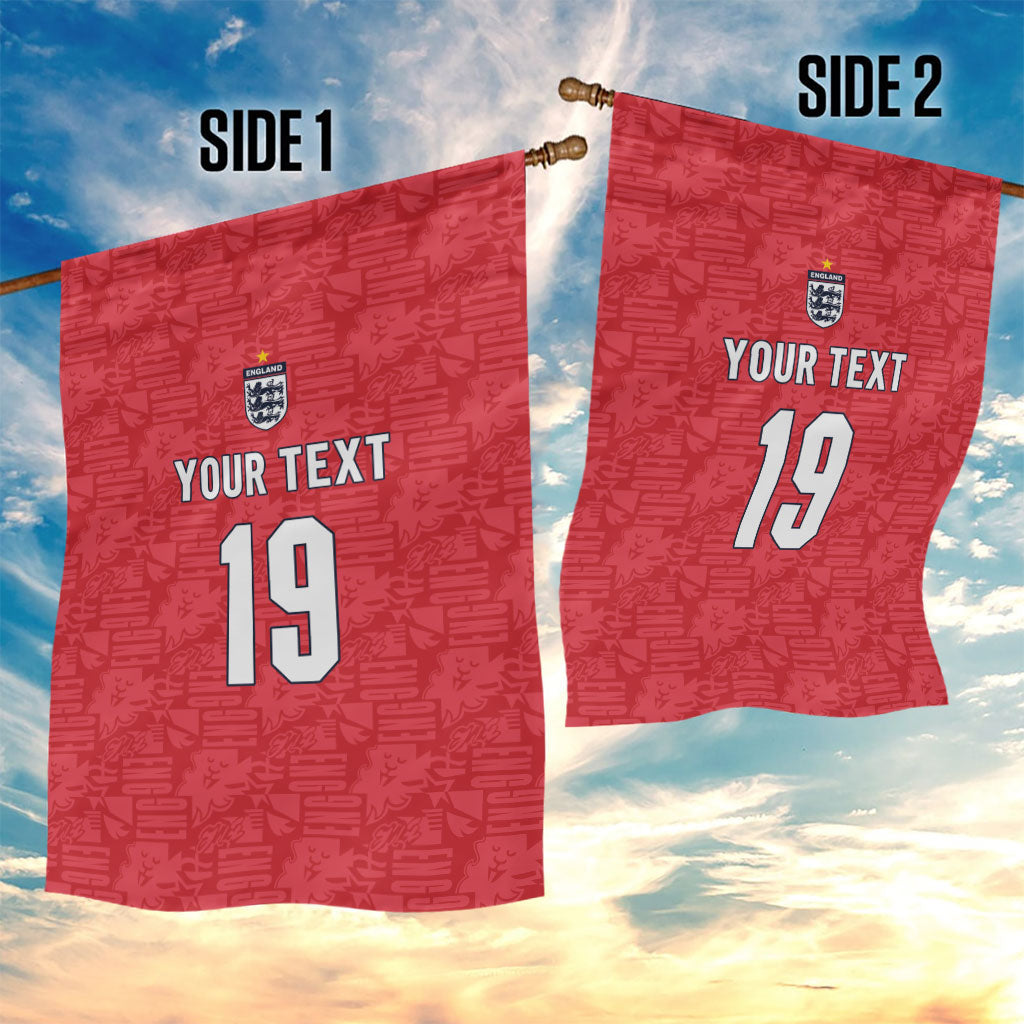 Custom World Football 2026 England Garden Flag Three Lions Monogram Red Glory