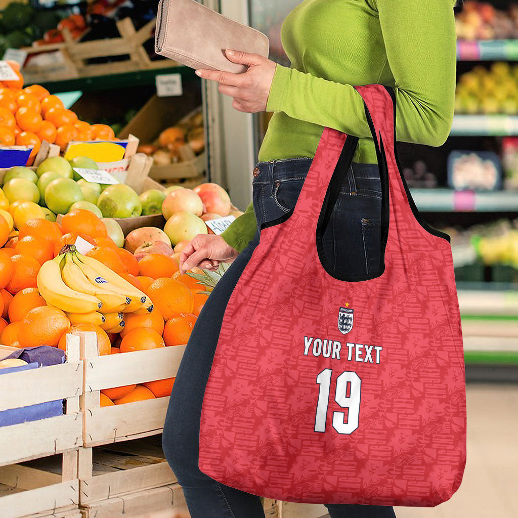 Custom World Football 2026 England Grocery Bag Three Lions Monogram Red Glory