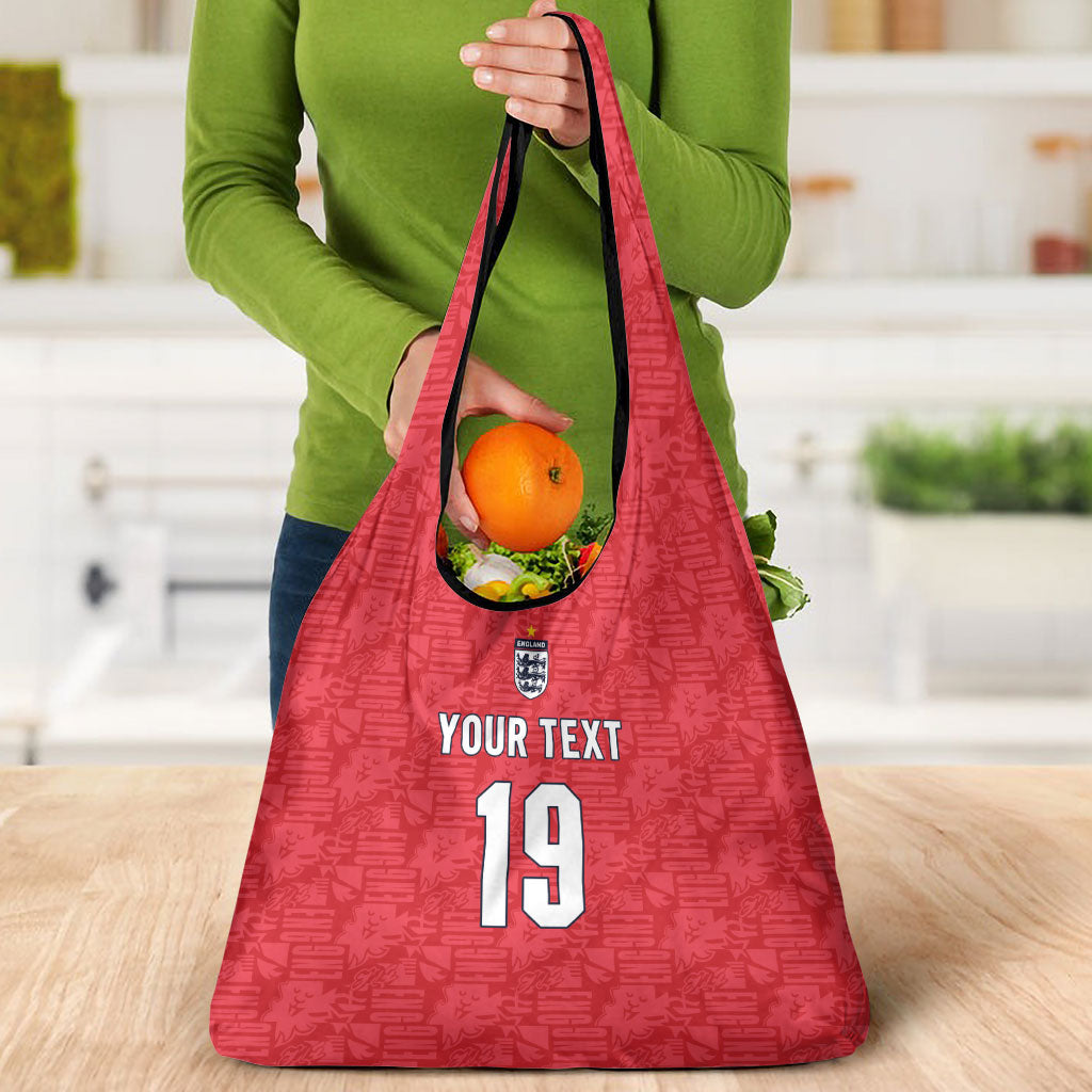 Custom World Football 2026 England Grocery Bag Three Lions Monogram Red Glory