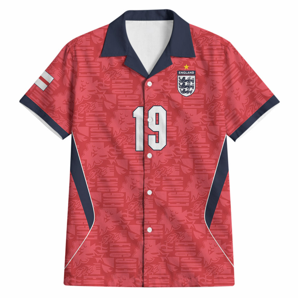 Custom World Football 2026 England Hawaiian Shirt Three Lions Monogram Red Glory