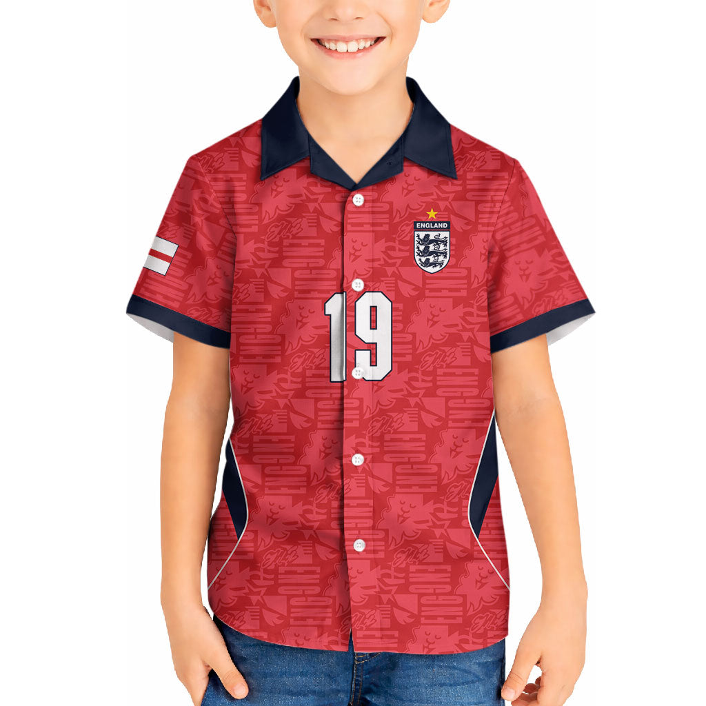 Custom World Football 2026 England Hawaiian Shirt Three Lions Monogram Red Glory