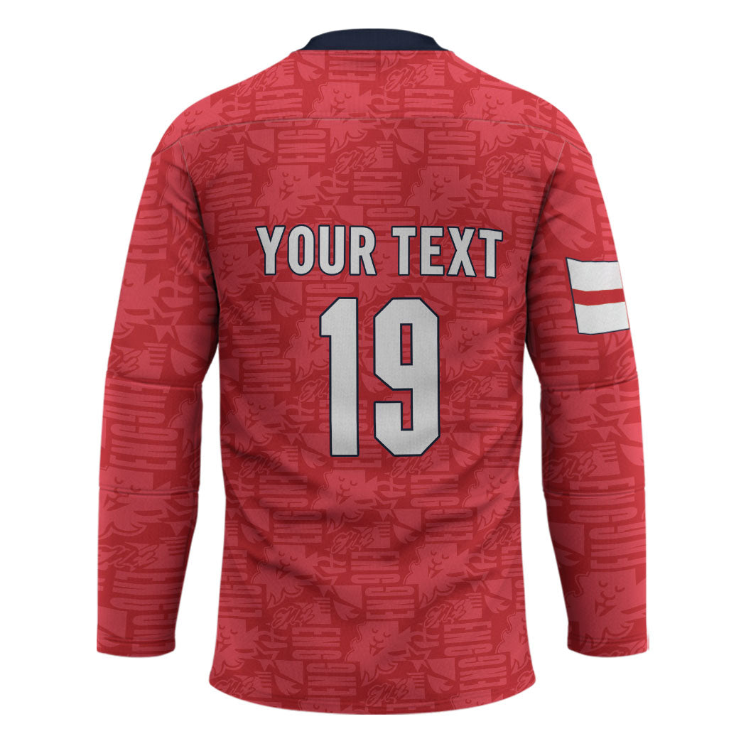 Custom World Football 2026 England Hockey Jersey Three Lions Monogram Red Glory