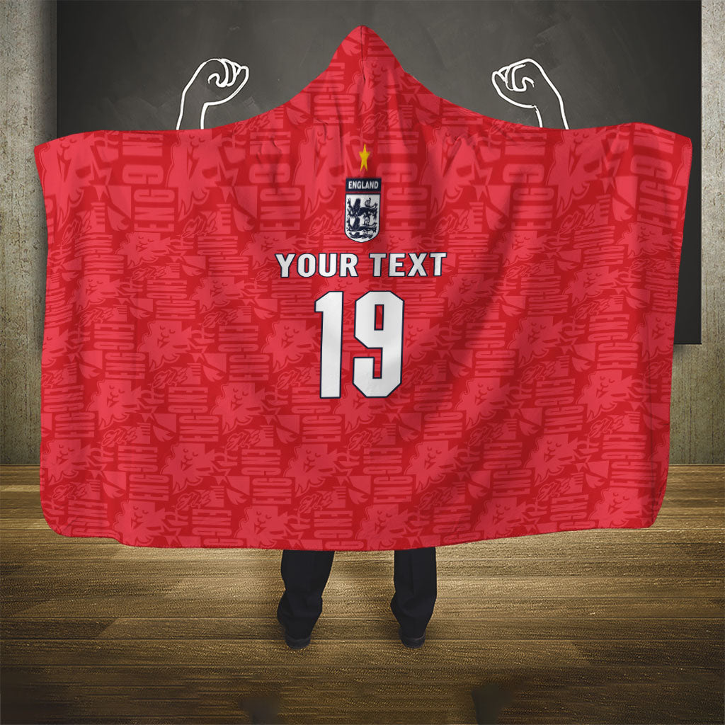 Custom World Football 2026 England Hooded Blanket Three Lions Monogram Red Glory