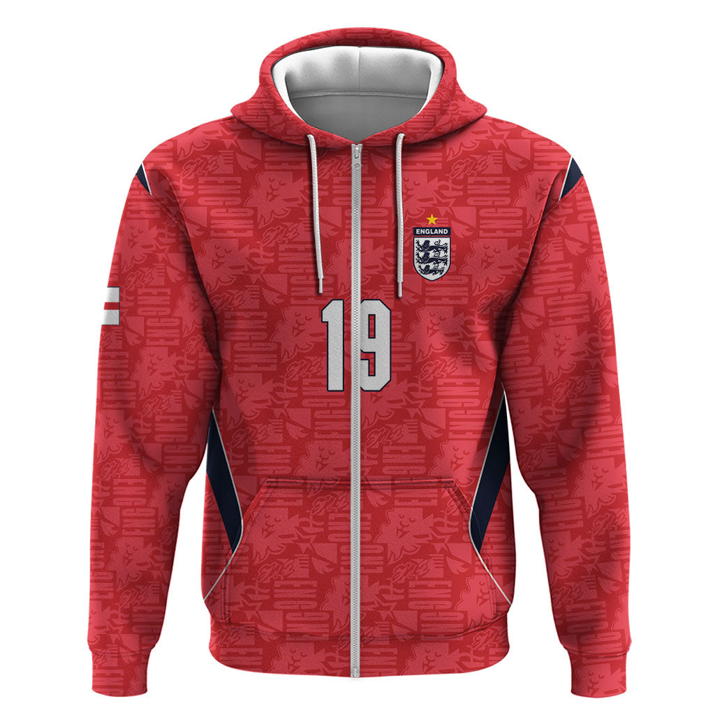 Custom World Football 2026 England Hoodie Three Lions Monogram Red Glory
