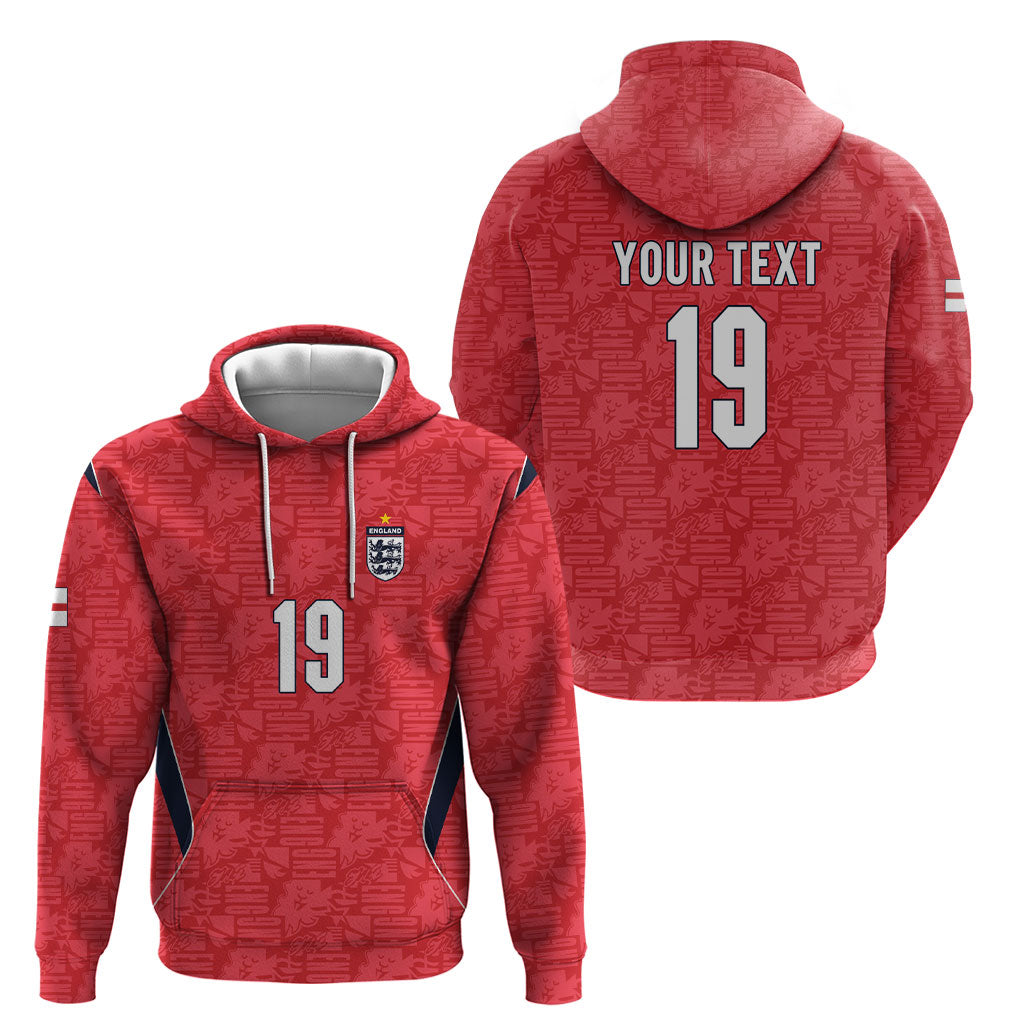 Custom World Football 2026 England Hoodie Three Lions Monogram Red Glory