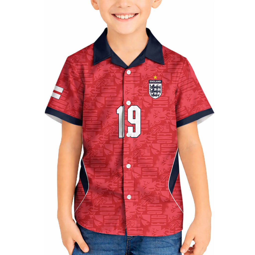 Custom World Football 2026 England Kid Hawaiian Shirt Three Lions Monogram Red Glory