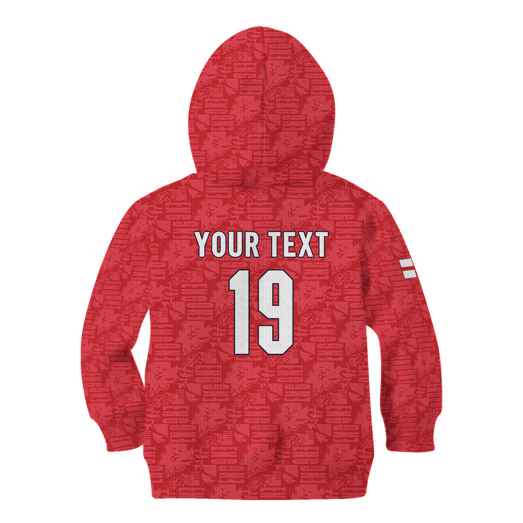 Custom World Football 2026 England Kid Hoodie Three Lions Monogram Red Glory