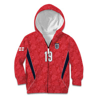 Custom World Football 2026 England Kid Hoodie Three Lions Monogram Red Glory