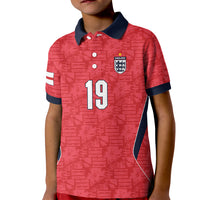 Custom World Football 2026 England Kid Polo Shirt Three Lions Monogram Red Glory
