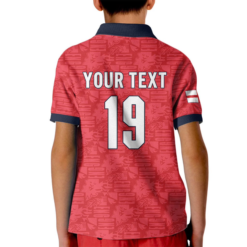 Custom World Football 2026 England Kid Polo Shirt Three Lions Monogram Red Glory