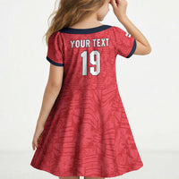 Custom World Football 2026 England Kid Short Sleeve Dress Three Lions Monogram Red Glory