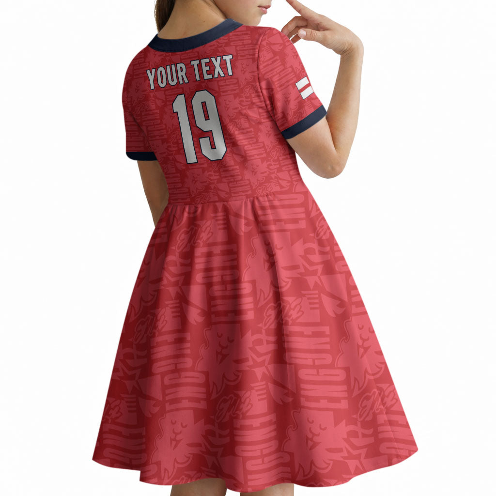 Custom World Football 2026 England Kid Short Sleeve Dress Three Lions Monogram Red Glory