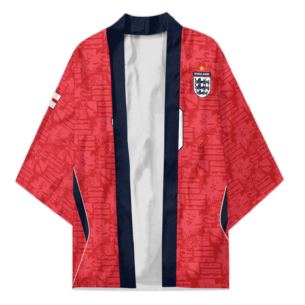 Custom World Football 2026 England Kimono Three Lions Monogram Red Glory
