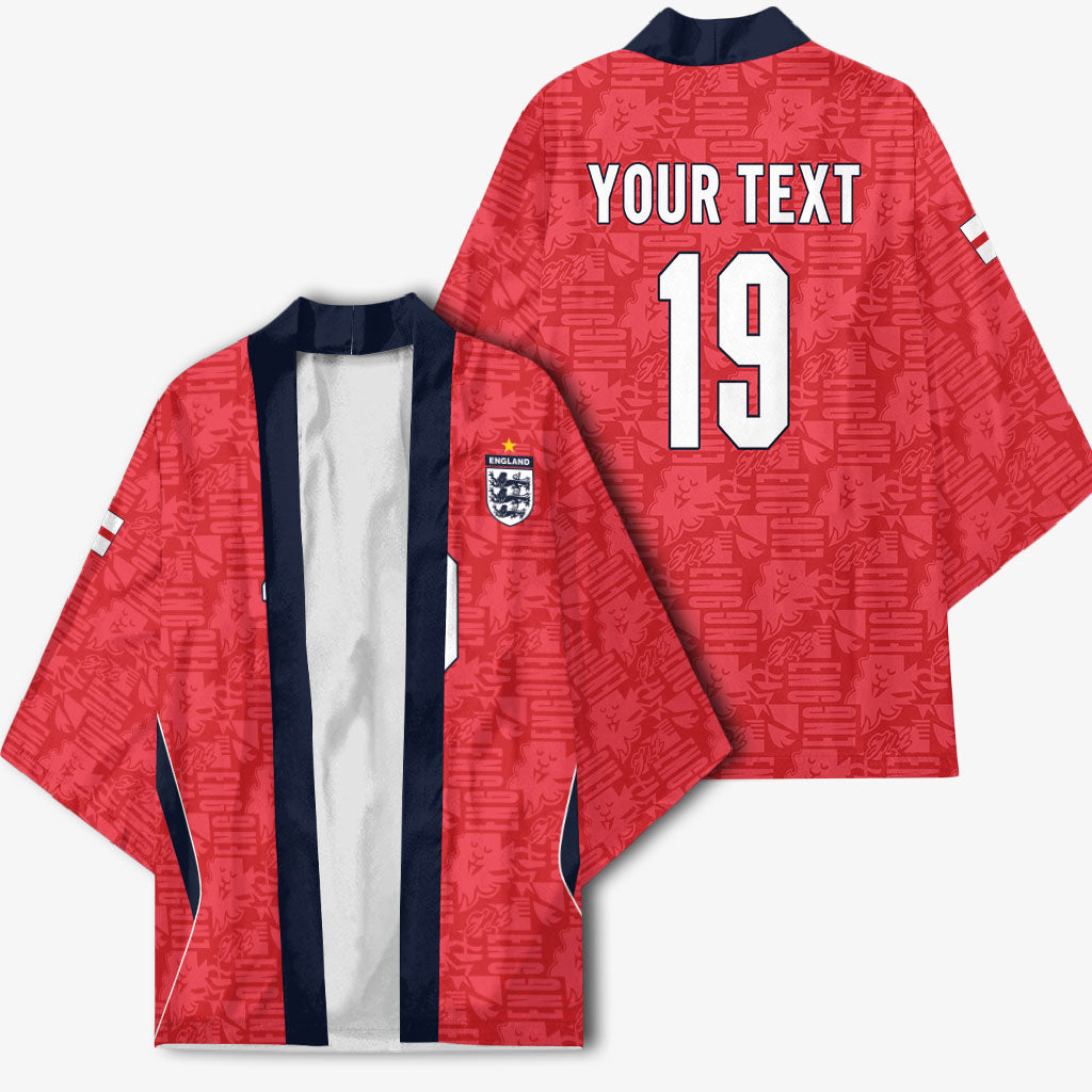Custom World Football 2026 England Kimono Three Lions Monogram Red Glory