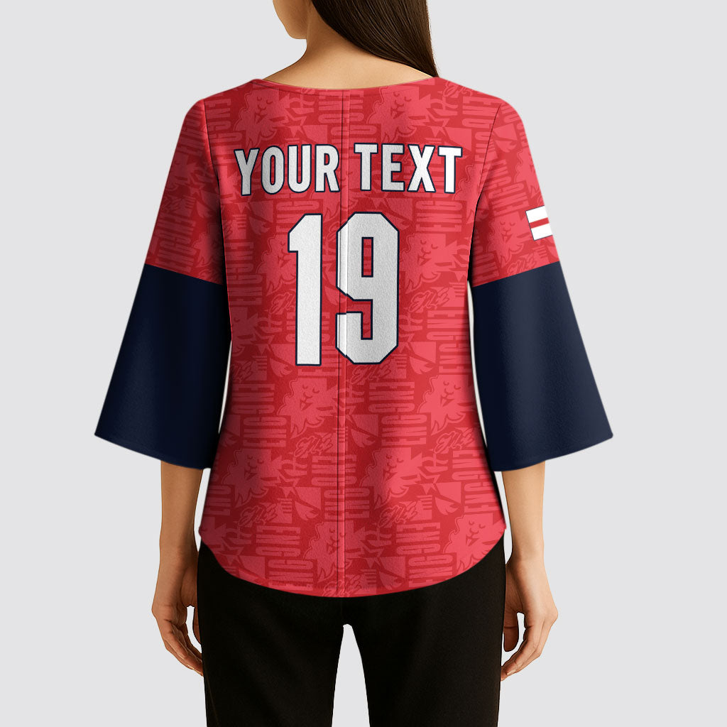 Custom World Football 2026 England Kimono Sleeve Blouse Three Lions Monogram Red Glory