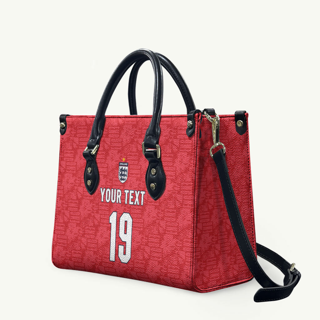 Custom World Football 2026 England Leather Bag Three Lions Monogram Red Glory