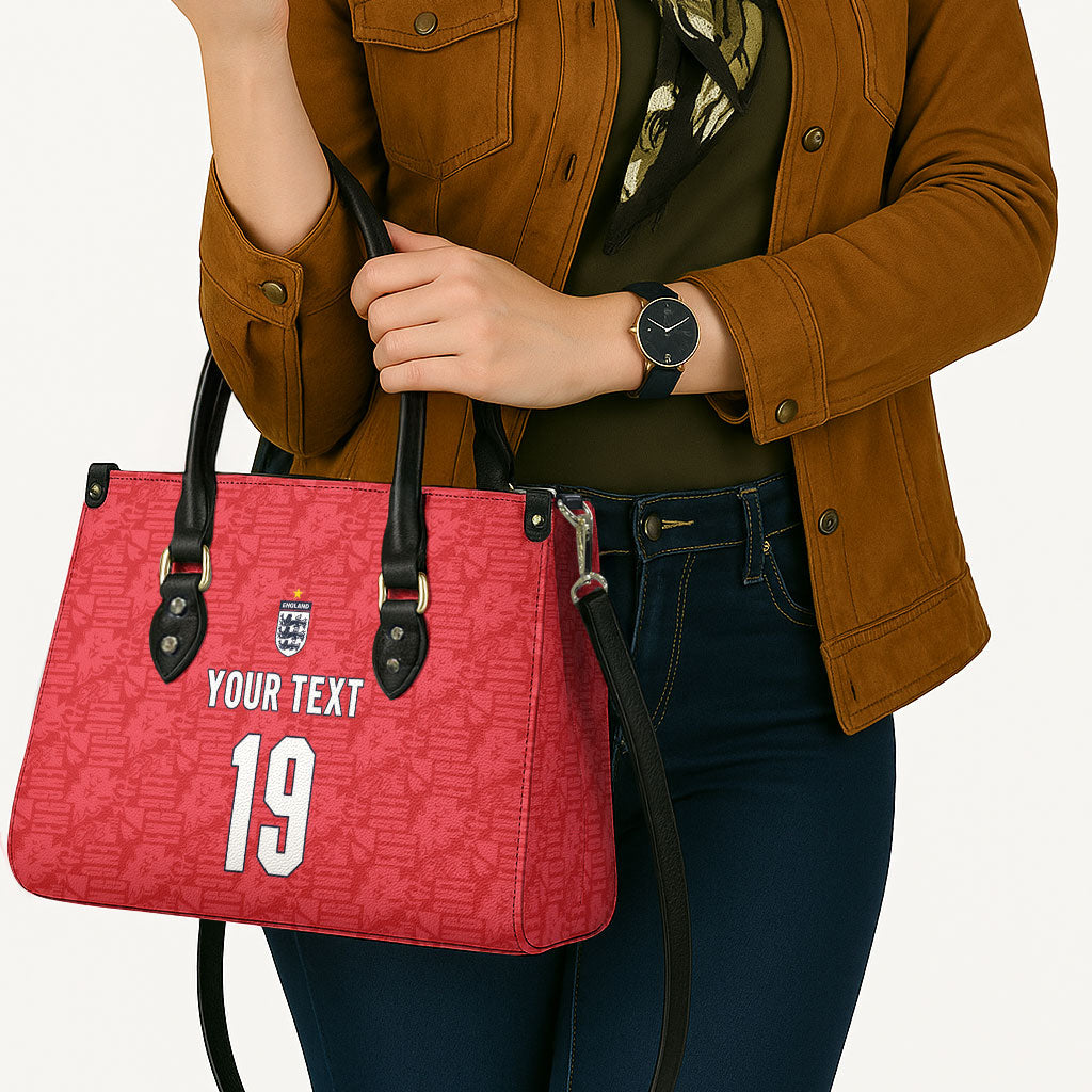 Custom World Football 2026 England Leather Bag Three Lions Monogram Red Glory