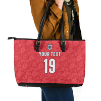 Custom World Football 2026 England Leather Tote Bag Three Lions Monogram Red Glory