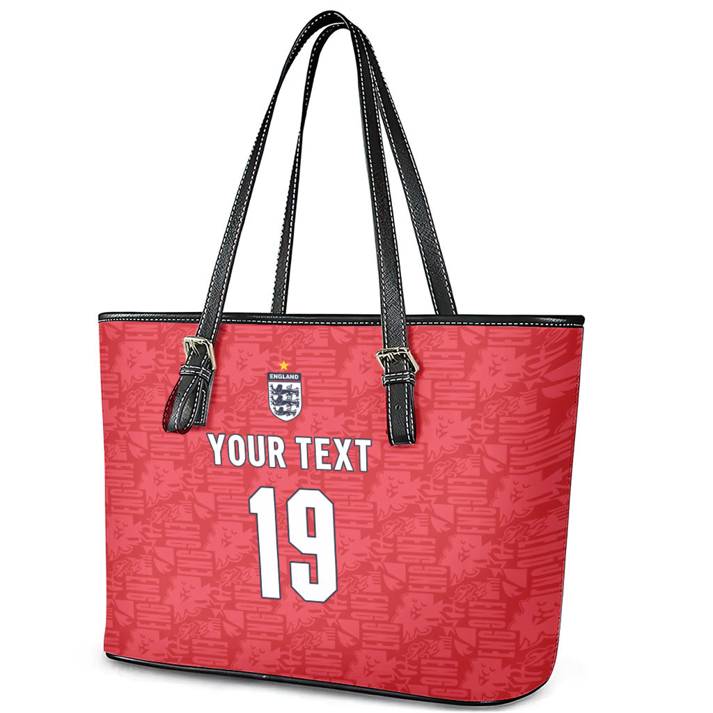 Custom World Football 2026 England Leather Tote Bag Three Lions Monogram Red Glory