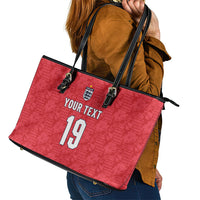 Custom World Football 2026 England Leather Tote Bag Three Lions Monogram Red Glory