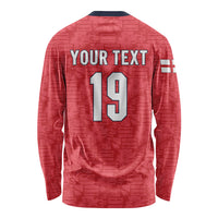 Custom World Football 2026 England Long Sleeve Shirt Three Lions Monogram Red Glory