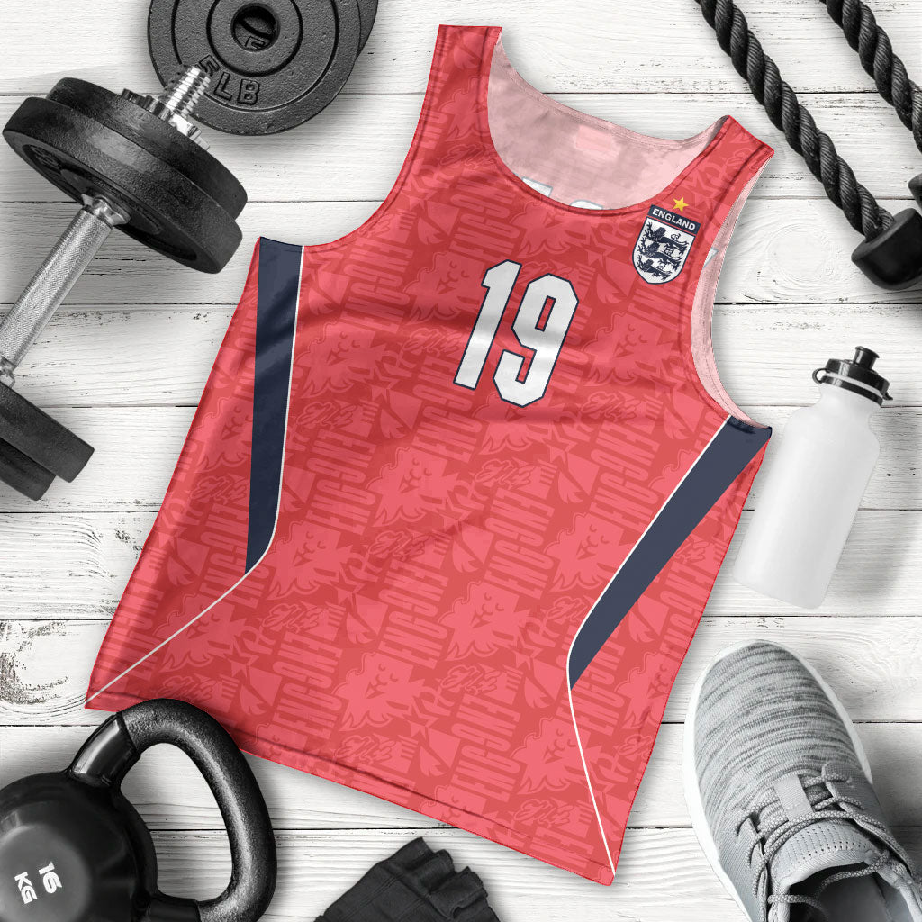 Custom World Football 2026 England Men Tank Top Three Lions Monogram Red Glory