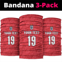 Custom World Football 2026 England Neck Gaiter Three Lions Monogram Red Glory