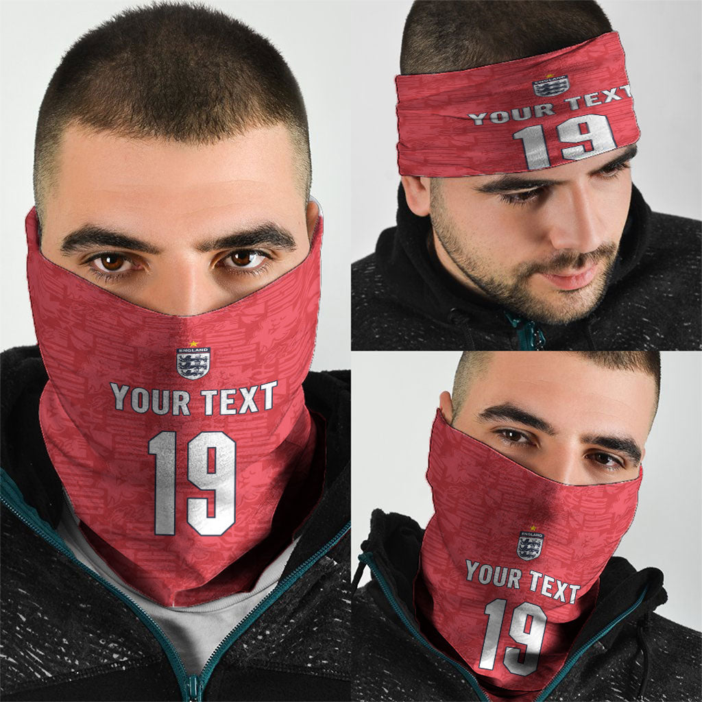 Custom World Football 2026 England Neck Gaiter Three Lions Monogram Red Glory