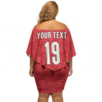 Custom World Football 2026 England Off Shoulder Short Dress Three Lions Monogram Red Glory