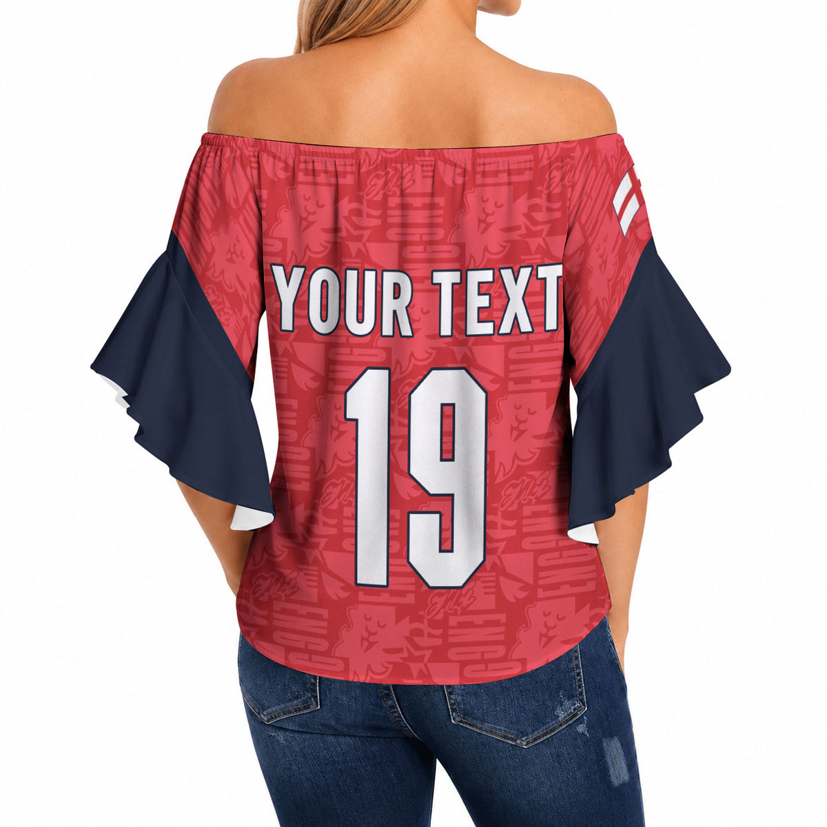 Custom World Football 2026 England Off Shoulder Wrap Waist Top Three Lions Monogram Red Glory