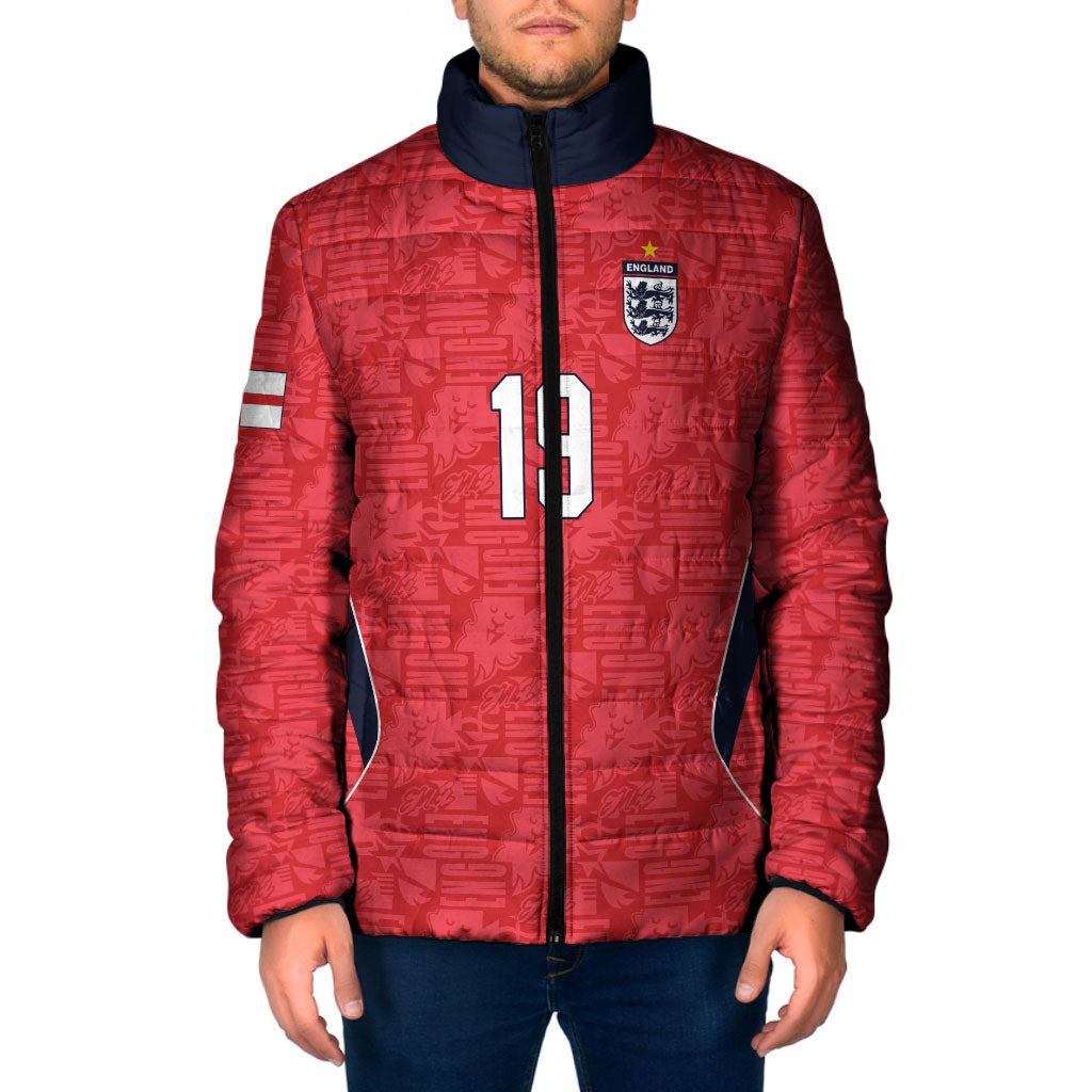 Custom World Football 2026 England Padded Jacket Three Lions Monogram Red Glory