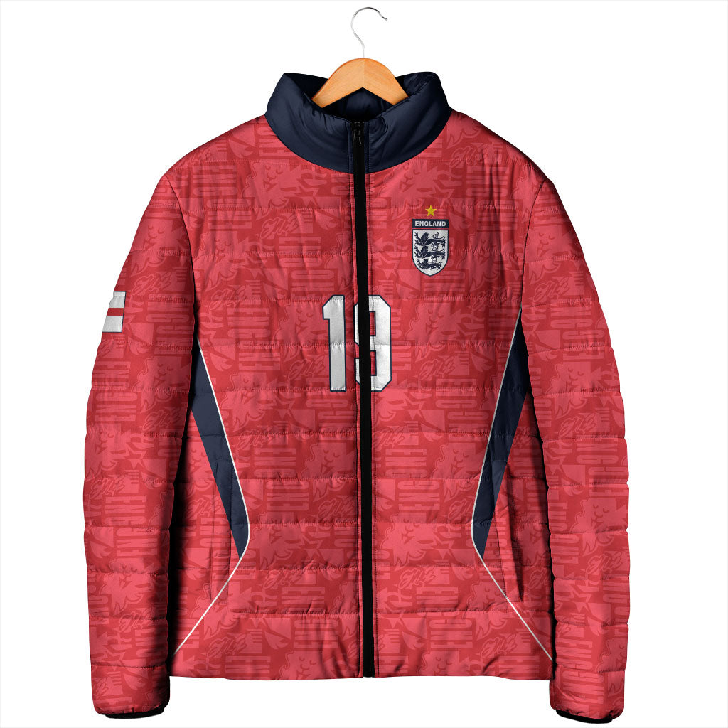 Custom World Football 2026 England Padded Jacket Three Lions Monogram Red Glory