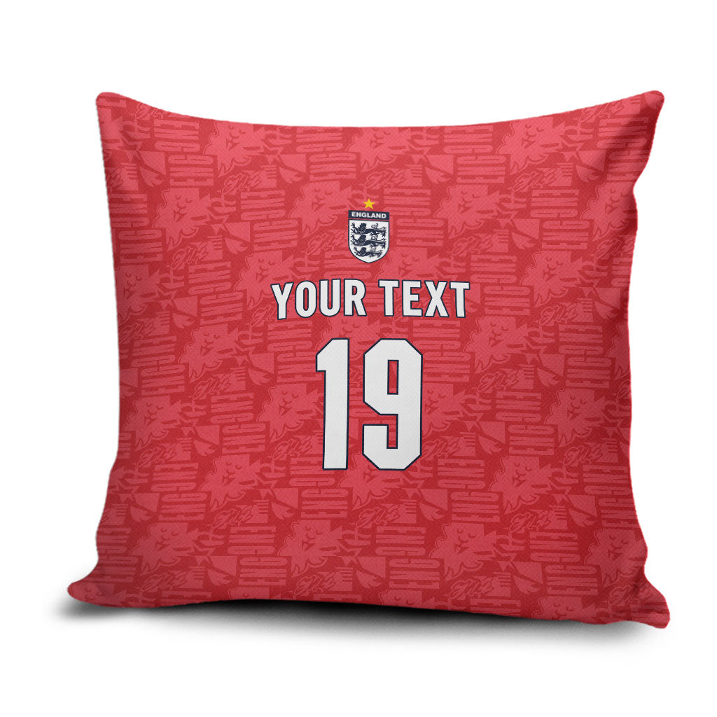 Custom World Football 2026 England Pillow Cover Three Lions Monogram Red Glory