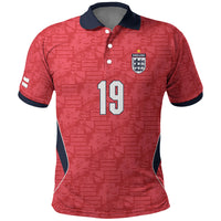 Custom World Football 2026 England Polo Shirt Three Lions Monogram Red Glory