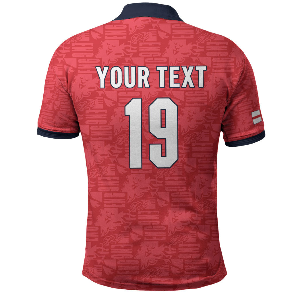 Custom World Football 2026 England Polo Shirt Three Lions Monogram Red Glory