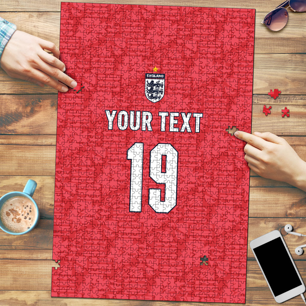 Custom World Football 2026 England Puzzle Three Lions Monogram Red Glory