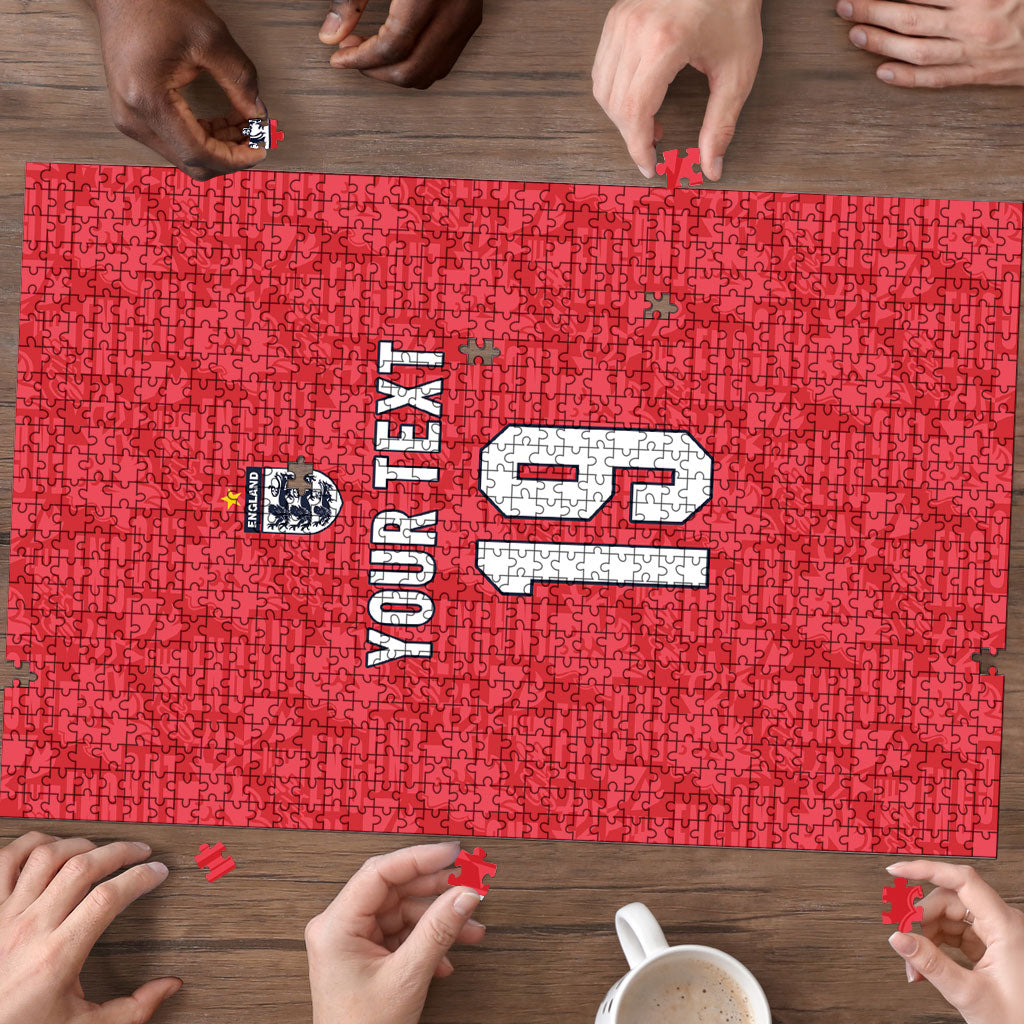 Custom World Football 2026 England Puzzle Three Lions Monogram Red Glory
